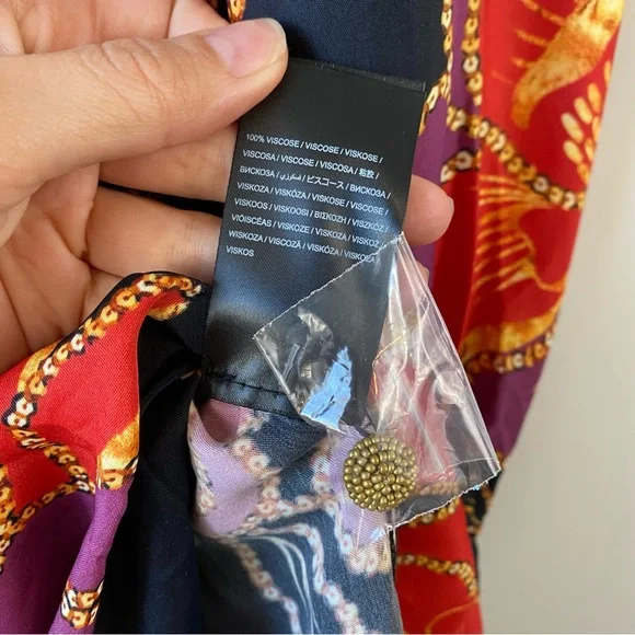 Farm Rio Shiny Chita Mini Dress Black Combo S - Picture 6 of 9